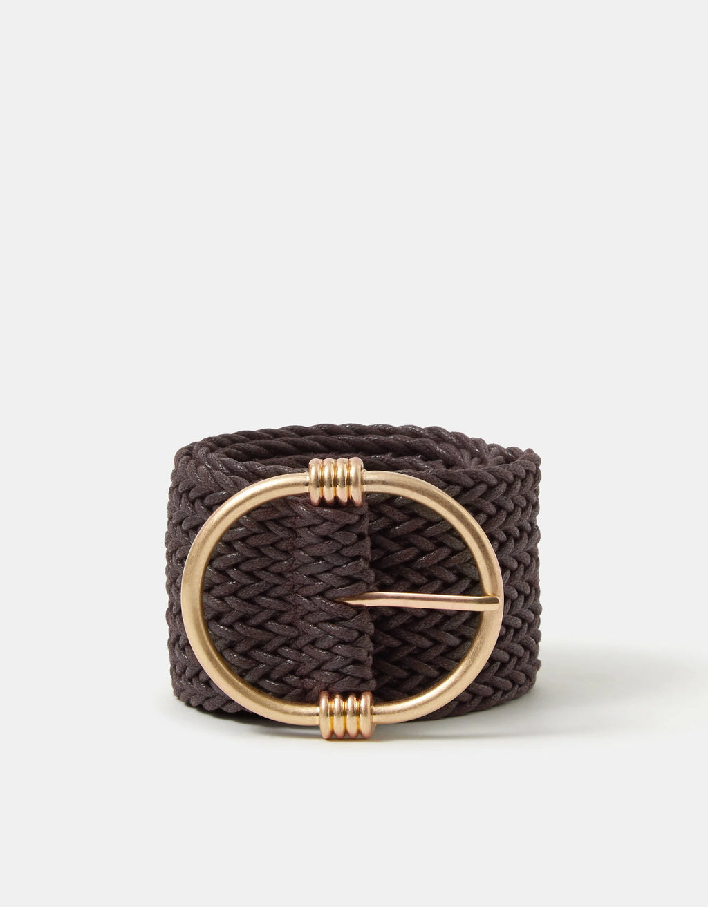 Wide Woven Belt Brown