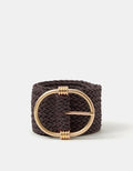 Wide Woven Belt Brown
