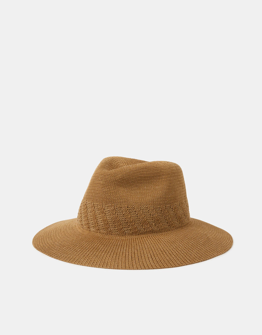 Woven Packable Fedora Hat - Tan