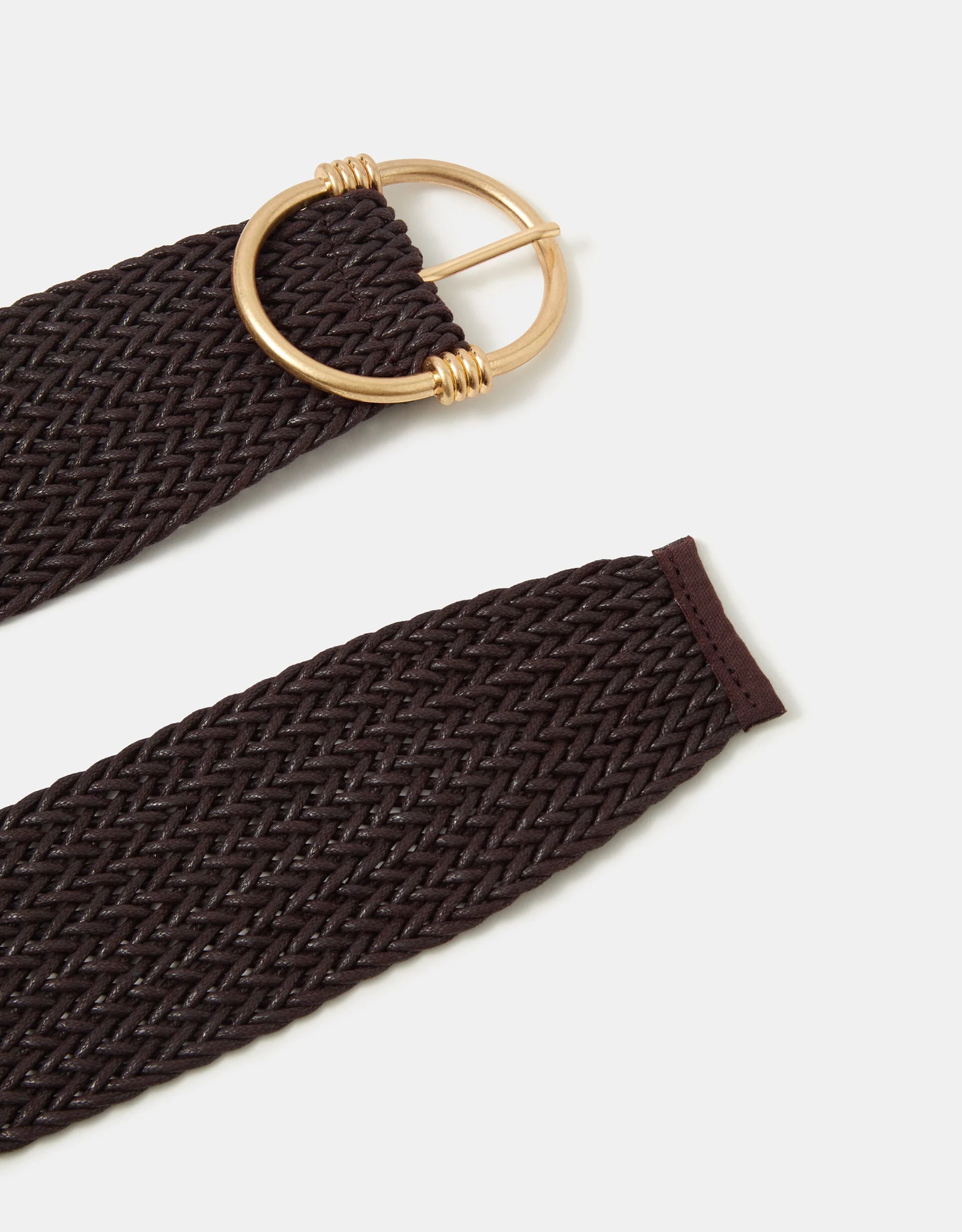 Wide Woven Belt Brown