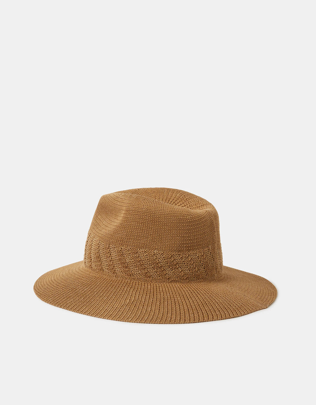 Woven Packable Fedora Hat - Tan
