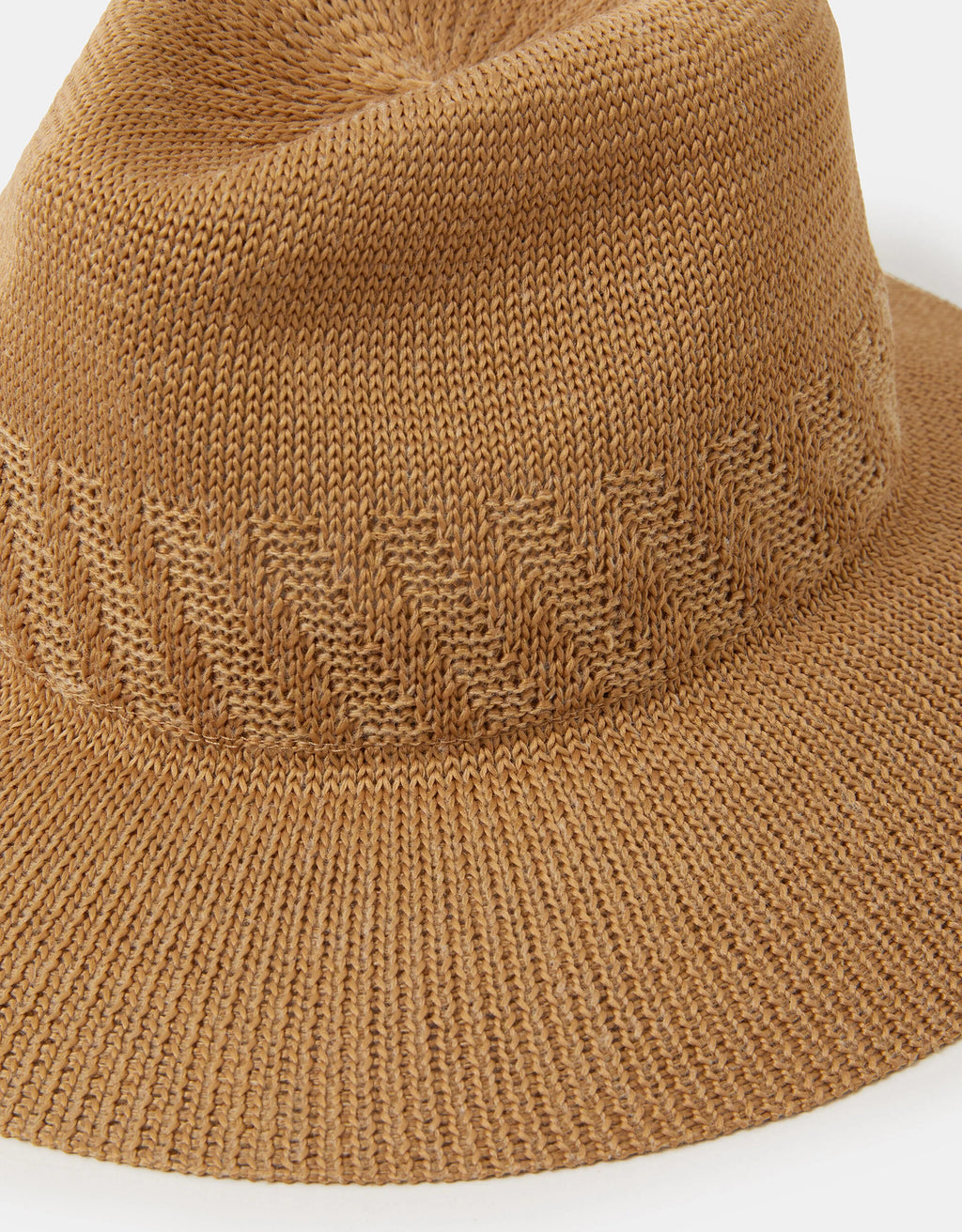 Woven Packable Fedora Hat - Tan