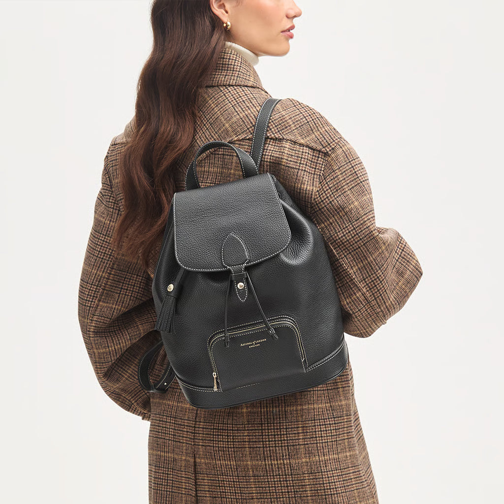 Small Backpack Black Milled Pebble